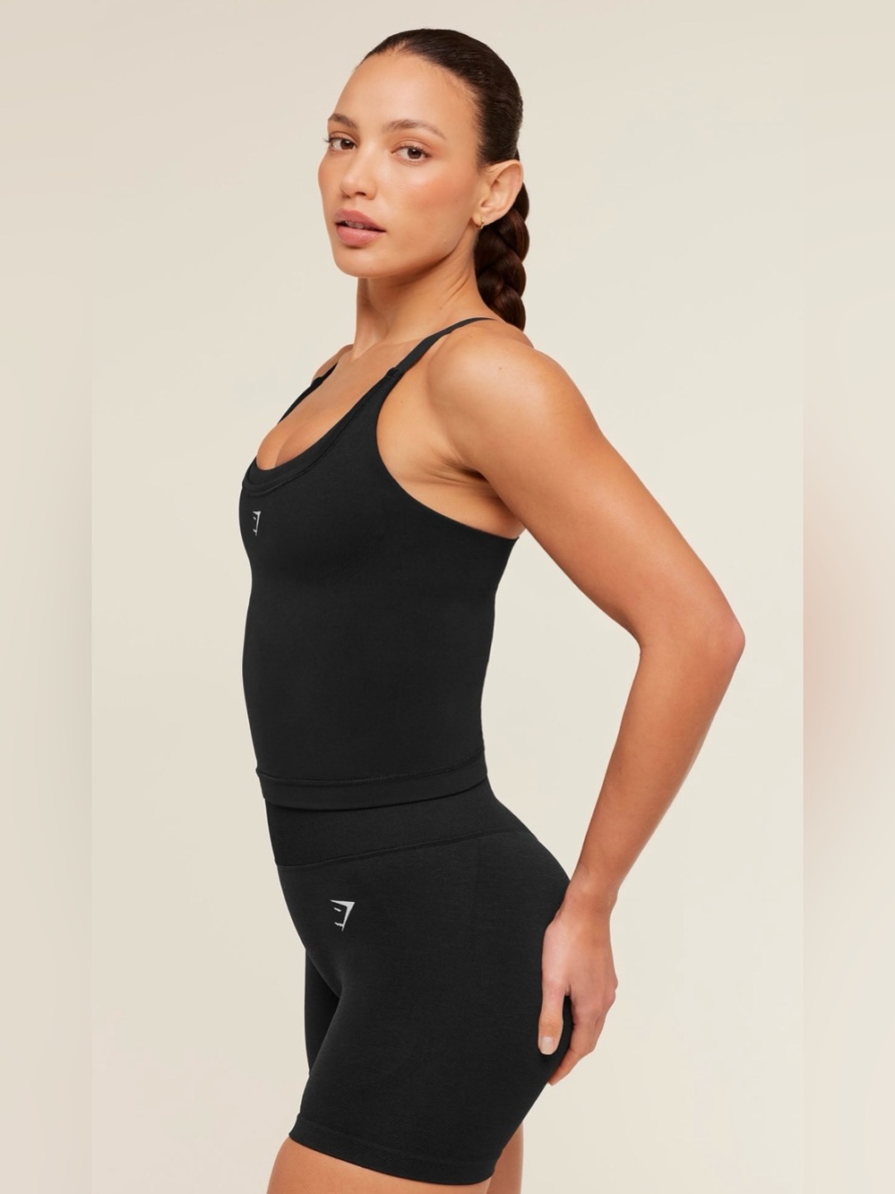 BRAND NEW women’s small ‘Gymshark’ black interval seamless midi tank - Picture 4 of 8